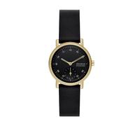 Skagen Orologio Kuppel per donna, movimento al quarzo a tre lancette con cinturino in acciaio inossidabile, tessuto o pelle, 32 mm, Nero e oro