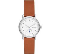 Skagen Kuppel Orologio per donna, movimento al quarzo con cinturino in acciaio inossidabile o in pelle, Marrone e bianco