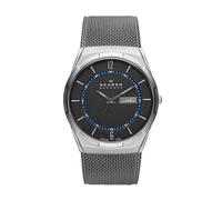 Skagen Orologio Melbye Titanium da Uomo, Movimento DayDate a Tre Lancette, Cassa in titanio Argento da 40 mm con Bracciale a Maglie in Acciaio Inossidabile, SKW6078