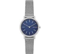 Skagen Signatur Orologio per donna, movimento al quarzo con cinturino in acciaio inossidabile o in pelle, Tono argento e blu