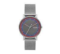 Skagen Signatur orologio per uomo, movimento al quarzo con cinturino in acciaio inossiperbile o in pelle, Tono argento e rosso
