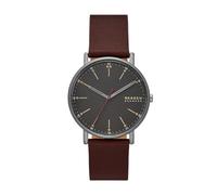 Skagen Signatur orologio per uomo, movimento al quarzo con cinturino in acciaio inossiperbile o in pelle, Marrone scuro e cioccolato