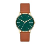 Skagen Orologio Signatur per uomo, Movimento al quarzo a tre lancette con cinturino in pelle, 40 mm, Marrone caldo