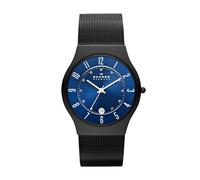 Skagen Orologio Sundby Titanium da uomo, movimento con data a tre lancette, cassa Midnight Titanium da 42 mm con bracciale a maglie in acciaio inossidabile, T233XLTMN