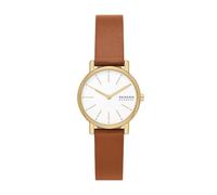 Skagen Signatur Orologio per donna, movimento al quarzo con cinturino in acciaio inossidabile o in pelle, Marrone e bianco