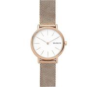 Skagen Signatur Orologio per donna, movimento al quarzo con cinturino in acciaio inossidabile o in pelle, Tono oro rosa e bianco