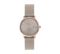Skagen Signatur Orologio per donna, movimento al quarzo con cinturino in acciaio inossidabile o in pelle, Beige e oro rosa