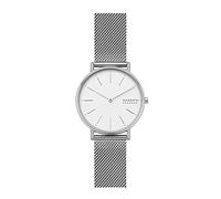 Skagen Signatur Orologio per donna, movimento al quarzo con cinturino in acciaio inossidabile o in pelle, Grigio e bianco