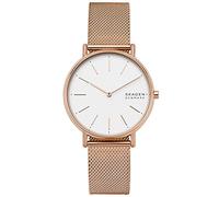 Skagen Signatur Orologio per donna, movimento al quarzo con cinturino in acciaio inossidabile o in pelle, Tono oro rosa e bianco 38MM