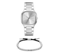 Skagen Uomo Orologio in Acciaio Inossidabile Argentato Mellem e Bracciale in Pelle, Set