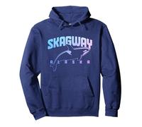 Skagway Alaska Orca Wale Souvenir Pride Vintage Felpa con Cappuccio, Unisex per Adulti, Navy, M