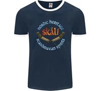 Skal The Vikings Alcohol Beer Nordic Odin Uomo Ringer T-Shirt FotL