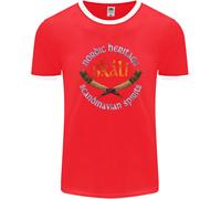 Skal The Vikings Alcohol Beer Nordic Odin Uomo Ringer T-Shirt FotL