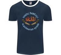 Skal The Vikings Alcohol Beer Nordic Odin Uomo Ringer T-Shirt FotL
