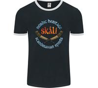 Skal The Vikings Alcohol Beer Nordic Odin Uomo Ringer T-Shirt FotL