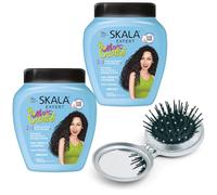 SKALA Expert Mais Cachos - 2 pezzi Crema per Trattamento Capelli Ricci - Formula 2 in 1 Effetto Condizionanate e Districante - Definizione Ricci, Forza e Resistenza (2 Unità + Spazzola)