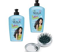 SKALA Expert Mais Cachos - Crema per Trattamento Capelli Ricci - Formula 2 in 1 Effetto Condizionanate e Districante - Definizione Ricci Forza e Resistenza (2 Protettore Termico, Spazzola)