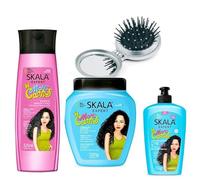 SKALA Expert Mais Cachos - Kit Crema per Trattamento Capelli Ricci - Formula 2 in 1 Effetto Condizionanate e Districante Definizione Ricci Forza e Resistenza (Shampo, Crema Styling, Spazzola)