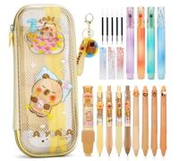 SKAMORI Set Scuola Cancelleria Aesthetic, Astuccio Capibara con 20+ Forniture Scolastiche, 4 Evidenziatori | 4 Penne Gel | 4 Matita Meccanica, Regalo Bambina 7-12 anni Femmina, Capibara