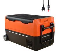 Skandika frigorifero per auto, 35 L - 55 L da +10 ° a -20 °C | a compressore 2 zone con divisorio, 12V, alimentatori vari | frigorifero da campeggio per auto, camion, bus, camper (35 litri)