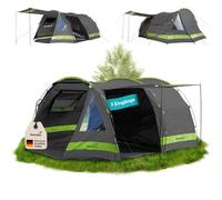 Skandika Kambo - Tenda de campeggio tunnel - Cabina letto per 6 persone - Impermeabile con 3000 colonne d'acqua - 2 m di altezza - 3 ingressi - tenda da sole (grigio/verde)