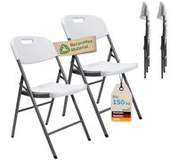 Skandika Sedia pieghevole Masi | set da 2/4 pezzi, peso (per sedia) 4 kg, portata massima 150 kg, resistente alle intemperie, montaggio senza attrezzi (bianco | Set da 2)