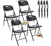 Skandika Sedia pieghevole Masi | set da 2/4 pezzi, peso (per sedia) 4 kg, portata massima 150 kg, resistente alle intemperie, montaggio senza attrezzi (nero | Set da 4)
