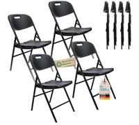 Skandika Sedia pieghevole Masi | set da 2/4 pezzi, peso (per sedia) 4 kg, portata massima 150 kg, resistente alle intemperie, montaggio senza attrezzi (rattan nero | Set da 4)