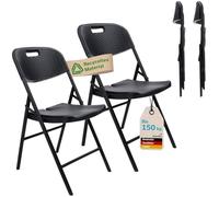 Skandika Sedia pieghevole Masi | set da 2/4 pezzi, peso (per sedia) 4 kg, portata massima 150 kg, resistente alle intemperie, montaggio senza attrezzi (rattan nero | Set da 2)