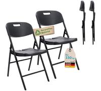 Skandika Sedia pieghevole Masi | set da 2/4 pezzi, peso (per sedia) 4 kg, portata massima 150 kg, resistente alle intemperie, montaggio senza attrezzi (nero | Set da 2)