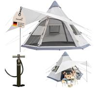 Skandika Tenda da campeggio gonfiabile Tipi Hetta 460 Air Protect - 6 persone | Altezza 2,95 m - Colonna d'acqua 3000 mm - Pavimento cucito - UV 50+