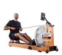 Skandika Vogatore ad acqua Lykke: serbatoio a 90°, vogatore in legno massiccio di faggio per la casa, compatibile con l'app Kinomap (Legno chiaro)