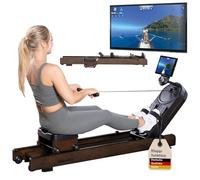 Skandika Vogatore in legno per uso domestico Rovek - Resistenza magnetica con 32 livelli | Sistema con massa volanica da 6 kg - Compatibile con l'app Kinomap - Fino a 195 cm (marrone scuro)