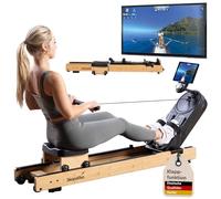 Skandika Vogatore in legno per uso domestico Rovek - Resistenza magnetica con 32 livelli | Sistema con massa volanica da 6 kg - Compatibile con l'app Kinomap - Fino a 195 cm (marrone chiaro)