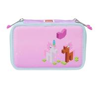 SKANDO BAGS Astuccio Lego Ninjago - Elegante organizzazione per utensili da scrivere con tre scomparti spaziosi, cerniere sicure e dettagli Lego 1x1, Sparkle