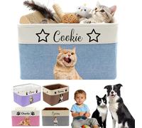 Skartam Cestino personalizzato per la conservazione dei giocattoli del cane - Contenitori personalizzati per animali domestici con nome e foto - Scatola pieghevole per bambole, giocattoli, cappotti