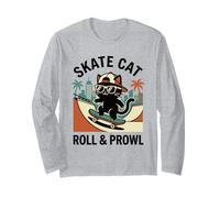 Skate Cat Roll & Prowl Skater Kitty Halfpipe City Skyline Maglia a Manica