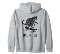 Skate Don't Hate Cat Skateboard Retro Skater Kitten Felpa con Cappuccio