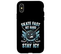 Skate Fast Hit Hard Stay Icy Angry Hockey Puck Art Custodia per iPhone X/XS