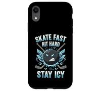 Skate Fast Hit Hard Stay Icy Angry Hockey Puck Art Custodia per iPhone XR