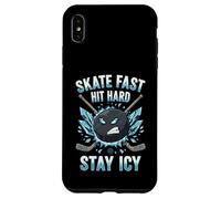 Skate Fast Hit Hard Stay Icy Angry Hockey Puck Art Custodia per iPhone XS Max