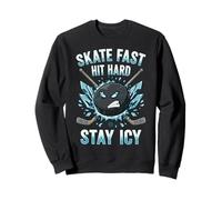 Skate Fast Hit Hard Stay Icy Angry Hockey Puck Art Felpa