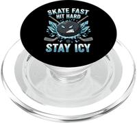 Skate Fast Hit Hard Stay Icy Angry Hockey Puck Art PopSockets PopGrip per MagSafe