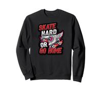 Skate Hard or Go Home Retro Roller Skates Design Felpa