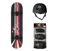 Skate-Max set Skateboard + Protezioni + Caschetto (Stars Large)