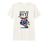 Skate O Byte (8-Bit Skateboarder) Maglietta Premium