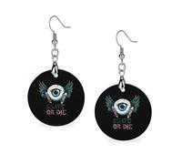 Skate Or Die Eyeball Ali Orecchini in legno per le donne pendenti pendenti rotondi orecchini gioielli alla moda 3,0 x 6,1 cm