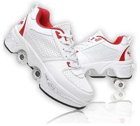Skate Roller, Scarpe con Ruote per Ragazze e Uomini, Scarpe da Skateboard Comode e Traspiranti Quad Skate Ruote Regolabili Skate a Ruote Nascoste Sneaker con Ruote
