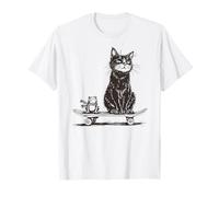 Skateboard Cat And Frog Strano Animali Skateboarding Maglietta