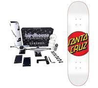 Skateboard completo Santa cruz da assemblare con set up kit professionale birdhouse - alte prestazioni (white dot, 8.0)
